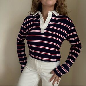 Bailey 44 Navy, White & Red Striped Rugby Polo